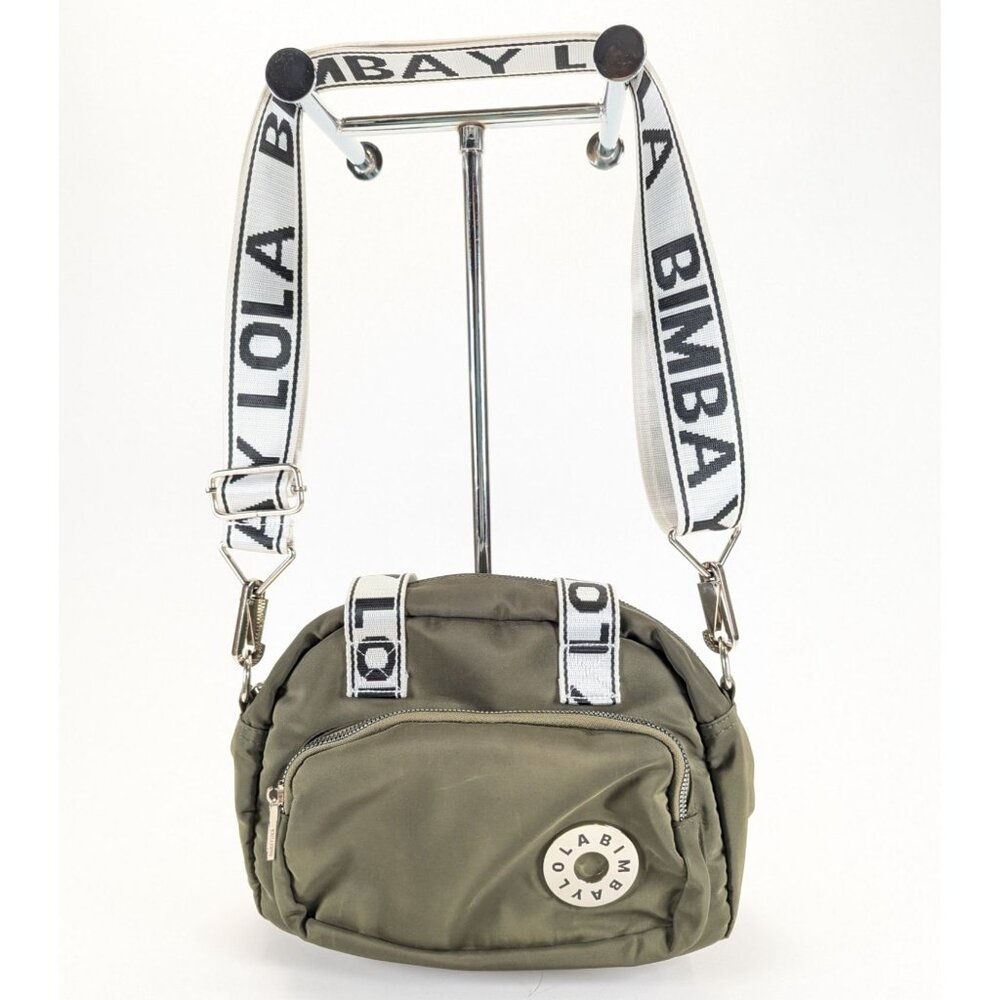 Bimba Y Lola Olive Green Crossbody Travel Bag Logo Strap Zip Closure Purse